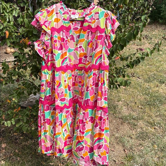 Umgee Pink and Green Floral Dress - Picture 2 of 10